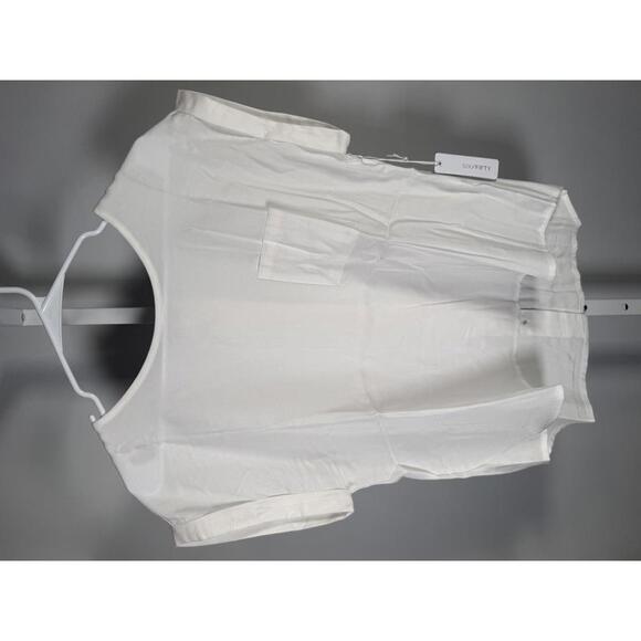 NWT Six/Fifty White Short Sleeve Pocket Top Button Back Blouse Size XS - Picture 3 of 7